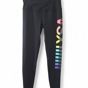 Victoria's Secret‎ Black Leggings with Rainbow Print